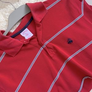 red collared polo cropped tee
